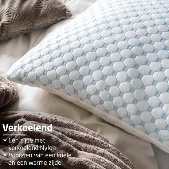 BREND BR-2233 CloudComfort Kopfkissen für Rücken-, Bauch- und Seitenschläfer - 50 x 70 cm - Memory Foam - mit kühler Seite und verstellbarem Komfort - Weiß