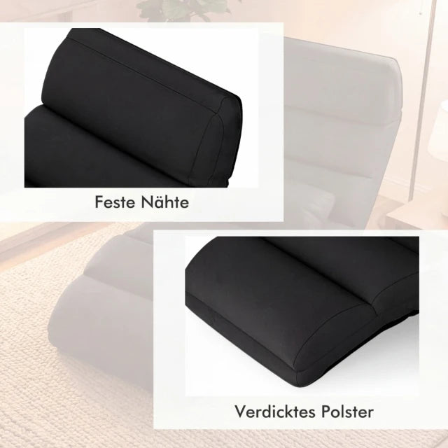 Coast Floor Armchair Schwarz - Klappbarer Relaxsessel mit Schlaffunktion - 175 x 55 x 20 cm