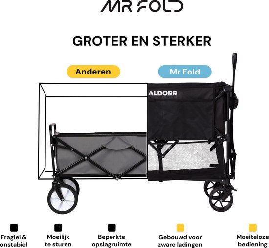 Mr. Fold Bolderkar XXL - faltbar - 600L - 300KG - Grün - geländegängige Räder