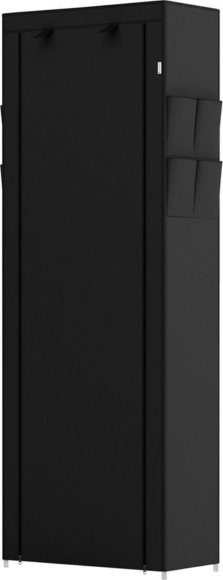 Schuhschrank / Schuhregal M - 9 Ebenen - Stoff - Schwarz - Inkl. Seitentaschen