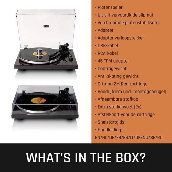Lenco Plattenspieler mit Bluetooth - Ortofon 2M Red Cartridge und Anpressgewicht - Lenco Expertise Linie - LBT-345WA - Braun