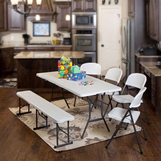 Lifetime Tyrell Klapptisch - Weiß - 183x76x73,5 cm