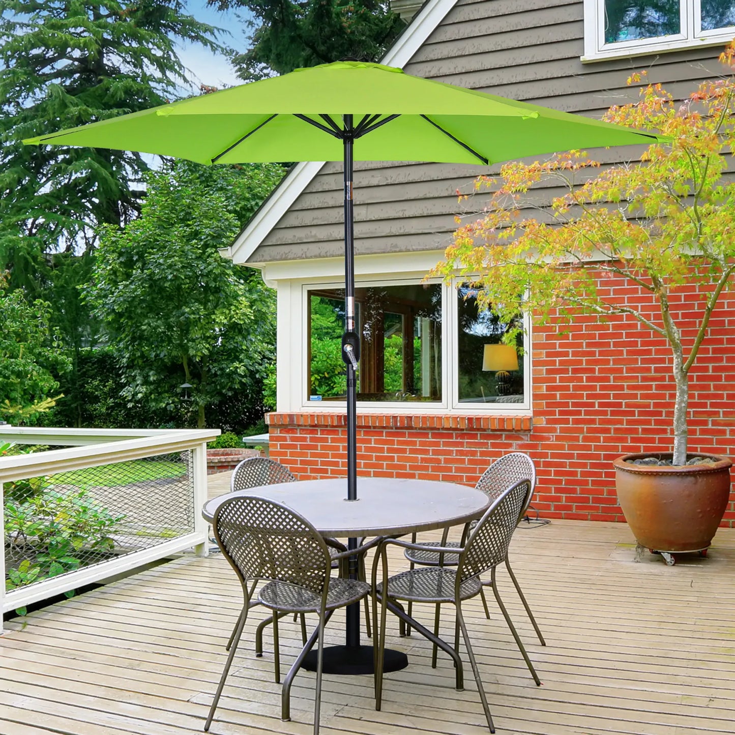 Angel Living Sonnenschirm 300 cm – rund – grün – Aluminiumgestell – Polyester-Bezug 180 g/m² – UV50+