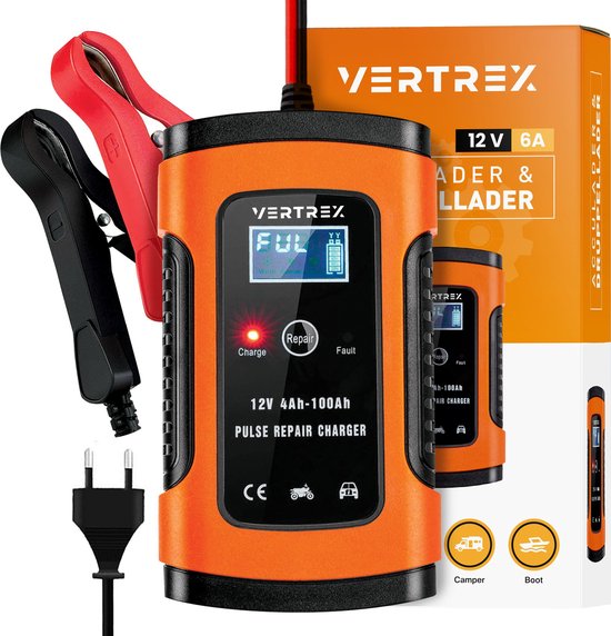 VERTREX Batterieladegerät - Erhaltungsladegerät - Geeignet für Motorrad Auto Motorroller - 12V 6A