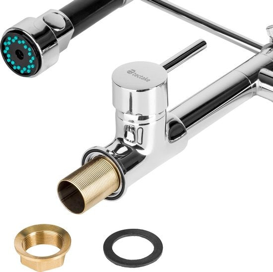 tectake Küchenarmatur - Flexibler Sprühkopf - 12 cm hoch - Doppelarmatur - 402140