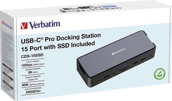 Verbatim CDS-15SSD Kabelgebundener USB 3.2 Gen 1 (3.1 Gen 1) Typ-C Schwarz, Grau