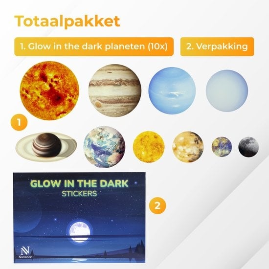 Nuvance - Glow in the Dark Stars - Planeten - 10 Stück - Babyzimmer Wandaufkleber