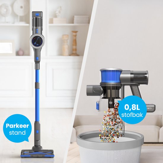 Auronic Stick Staubsauger - Kabellos - Standstaubsauger - Ohne Beutel - 350W - Extra Akku - Staubsauger - Grau/Blau