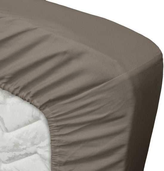 Ten Cate Spannbettlaken - Spannbettlaken 90x220 - Baumwollsatin - Spannbettlaken - Geeignet für Boxspring und Matratze - Eckhöhe 35cm - Elastisch Rund - Bügelfrei - Taupe