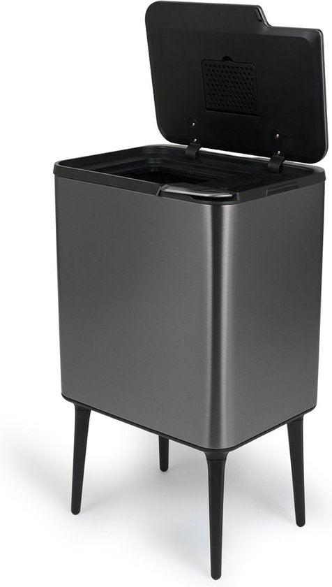 Umuzi Cleaning Push bin Mülleimer - 36 Liter - Metallic grau - 48 x 38 x 54,5 cm