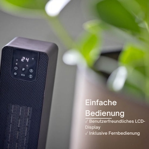 QLT No Less - Heizlüfter mit Swing und ECO-Modus - Elektroheizung mit Wifi + App-Steuerung - 2000W - Schwarz