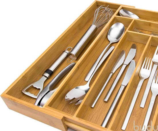 Budu - Besteckkasten - Holz - 45 x 30.6 - 50 cm - 6-8 Fächer - Braun