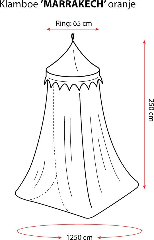 Deconet Moskitonetz - Marrakech- Oberer Ring 65cm x 1250cm Umfang- ORANGE 1-2pers