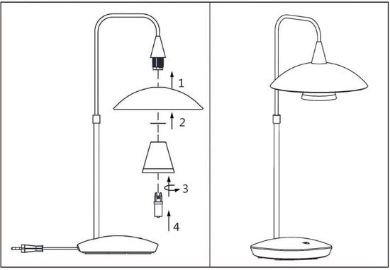 Tischlampe „Tallerken“ 2657ST – Stahl/Weiß – Modernes Design – Inklusive LED-Leuchtmittel – Steinhauer
