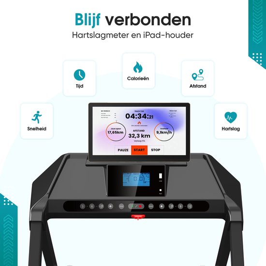 TibaGoods Elektrisches Laufband - Walking Band - Heimtrainer - klappbar - 9% manuelle Steigungsfunktion - 12 Programme - Sport - 1 bis 12 kmh - Walking Pad - Für Zuhause