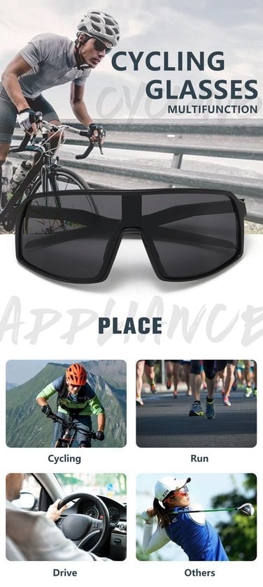 Garpex® Radsportbrille - Sportbrille - Polaroid Sonnenbrille - Sonnenbrille - Rennrad - Mountainbike - Motorrad - Schwarzer Rahmen, rote Gläser