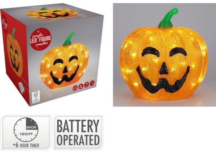 Generic Kürbis LED Figur – 50 LEDs – Timerfunktion – 2er Set – 25 cm – Orange