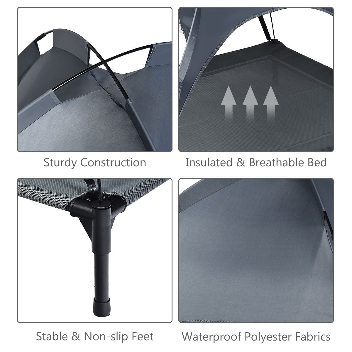 Coast Hundebett - Haustierbett und Zelt - 105 x 87 x 89 cm - Grau