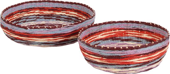 Casa Vivante Gestreifter Korb - 2 Stück - Karton - Multicolour - 40x40x10 cm