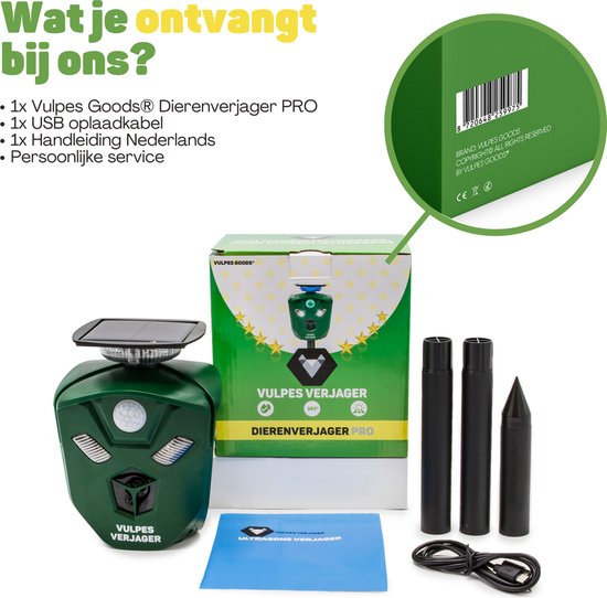 Vulpes Goods® Repellent - Solarbetriebenes Ultraschall-Katzenabwehrgerät - Katzenschreck - Marderabwehr - Tierabwehr - Wasserdicht & 360° Schutz - Schädlingsabwehr - PRO Version