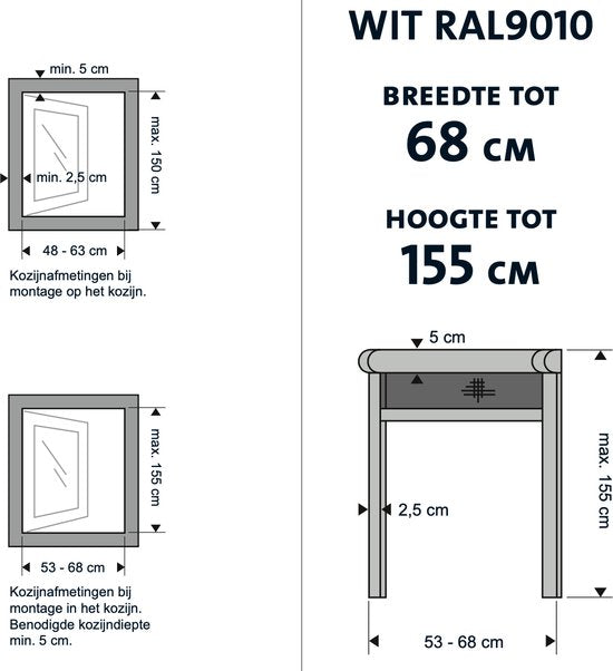 Bruynzeel Raamrolhor - S700 - Automatisch Rolsysteem - Geruisloos - 155x5x68cm - Wit