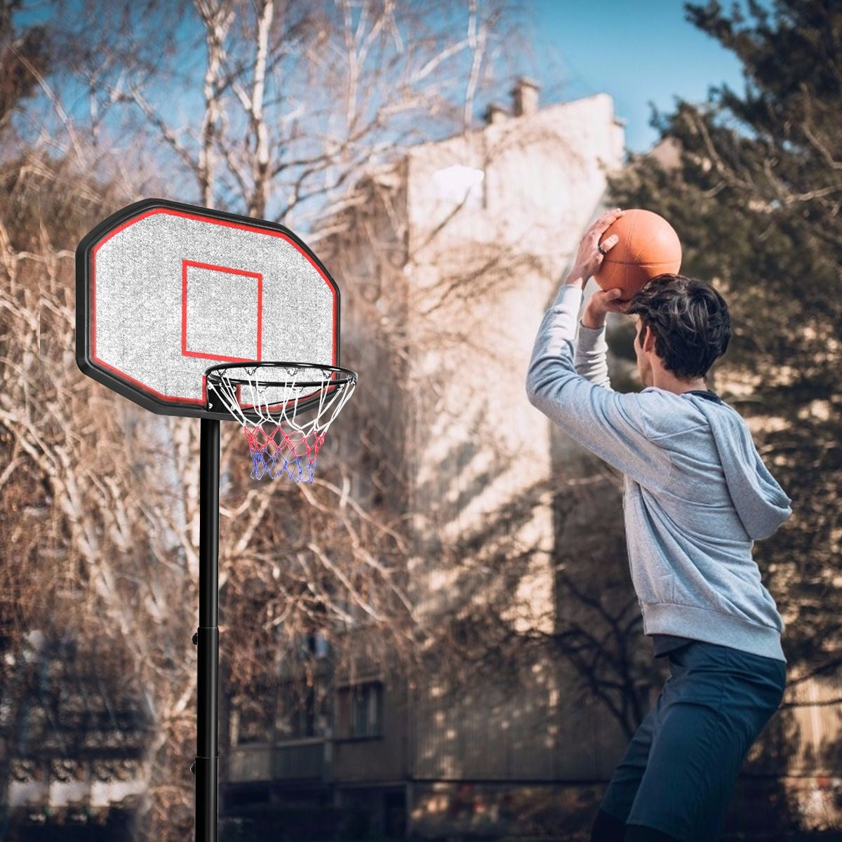 Coast Basketball Pole - Basketball Ring mit Ständer - 220-305 cm Höhe - Schwarz