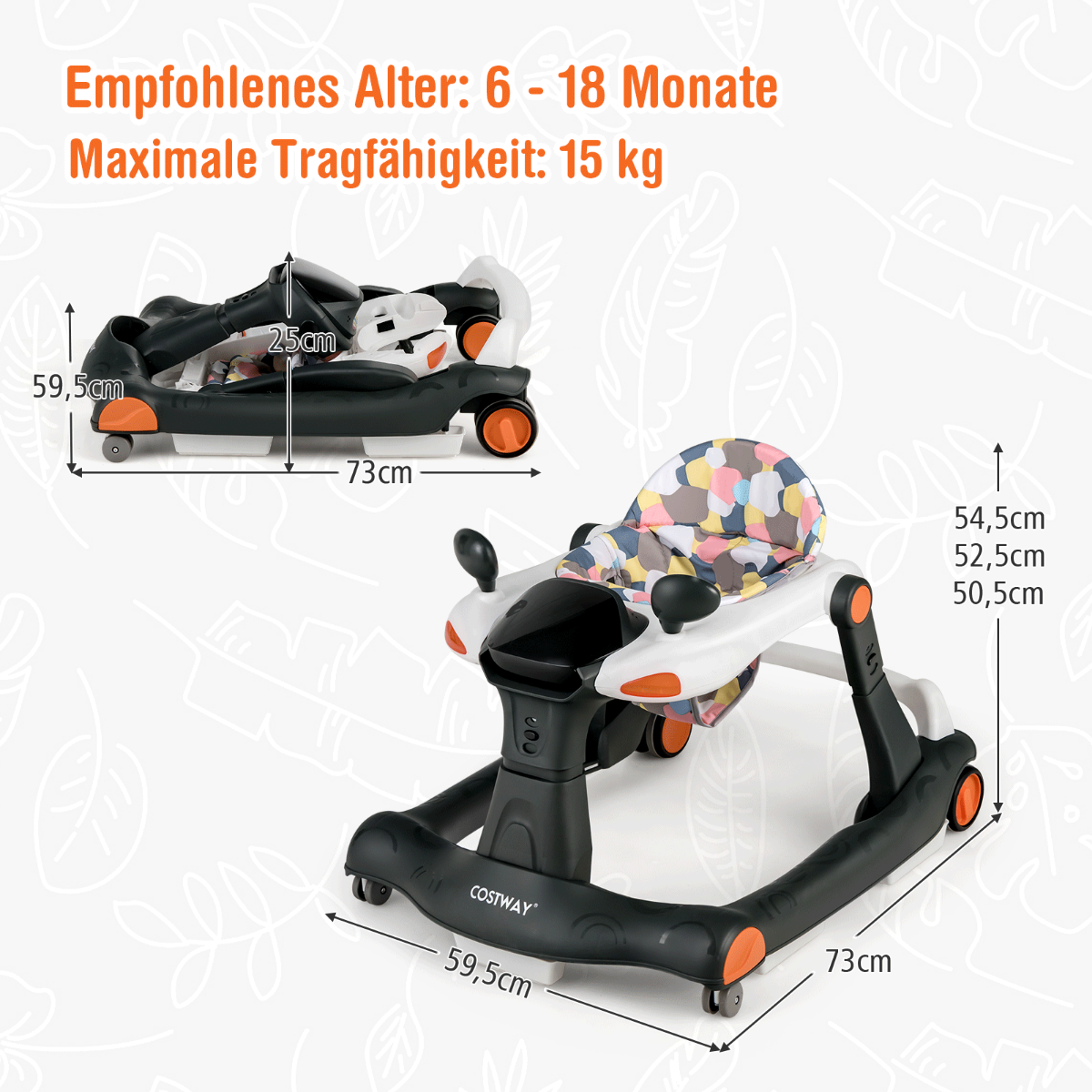 Küste 2 in 1 laufendes Auto faltbar laufendes Objektiv schwarz
