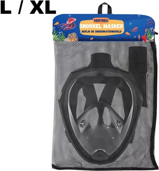 Vertrex Tauchmaske mit Schnorchel L/XL - Schnorchel - Tauchmaske Erwachsene und Kinder - Schnorchelmaske Kind - Schnorchelmasken