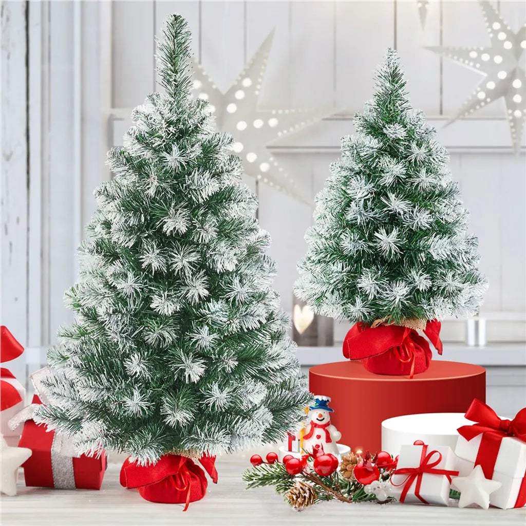 Yaheetech Künstlicher Weihnachtsbaum - 90 cm - Schnee-Effekt - Tischplatte - 96 Zweigspitzen - Standard - Grün