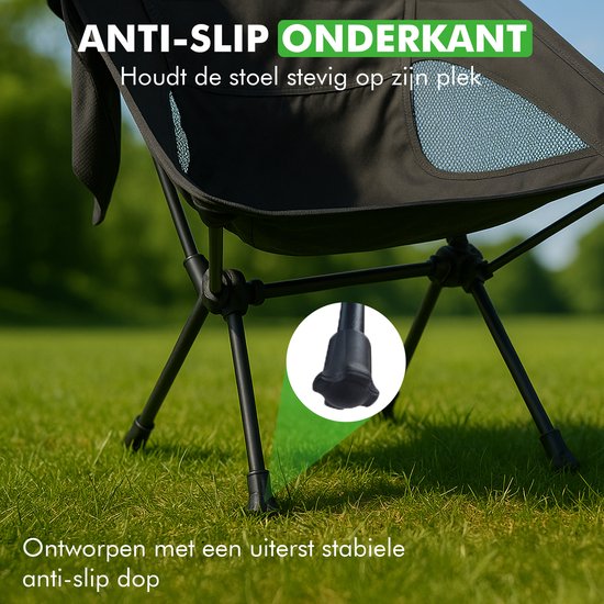 Travelhawk Campingstuhl - Strandstuhl - Strandstuhl faltbar - Angelstuhl - Klappstuhl - faltbar - Leichtgewicht - Schwarz