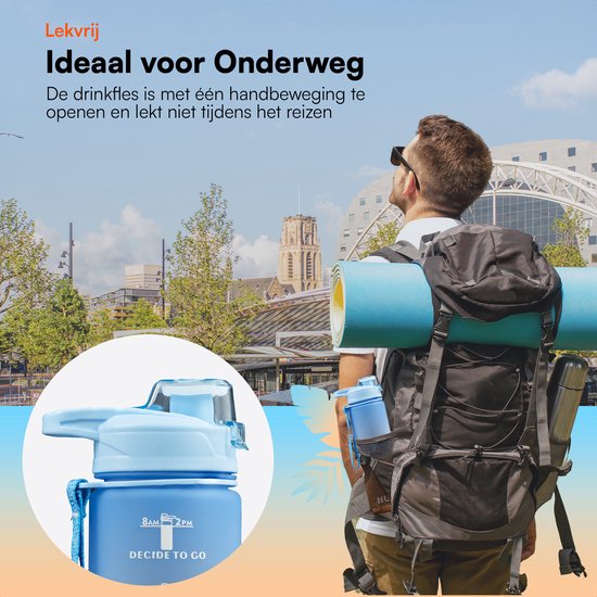 Hup. - Motivation Water Bottle - Wasserflasche 1 Liter - Trinkflasche - Wasserflasche mit Ausgießer - Trinkflasche für Erwachsene - auslaufsicher und BPA-frei