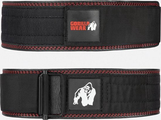 Gorilla Wear Halterung Gürtel - 4 Zoll Premium Leder Heben Gürtel - schwarz - L/XL