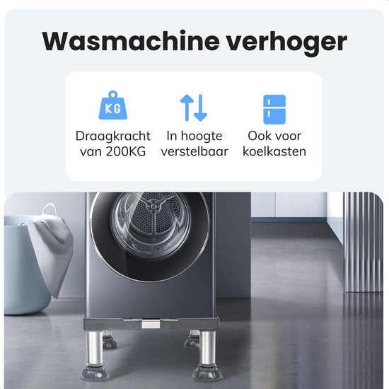 LUFT Waschmaschinenerhöhung - Waschmaschinenunterbau - Schrank - Geeignet für Trockner, Kühlschrank, Geschirrspüler und Gefrierschrank - Für Bosch, Samsung, Miele, AEG, LG, Haier - Verstellbar