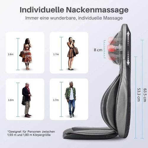 Lifeproducts - Shiatsu-Massagesitz - mit Nacken-, Rücken- und Oberschenkelmassage - einstellbare Wärmefunktion - Schwarz