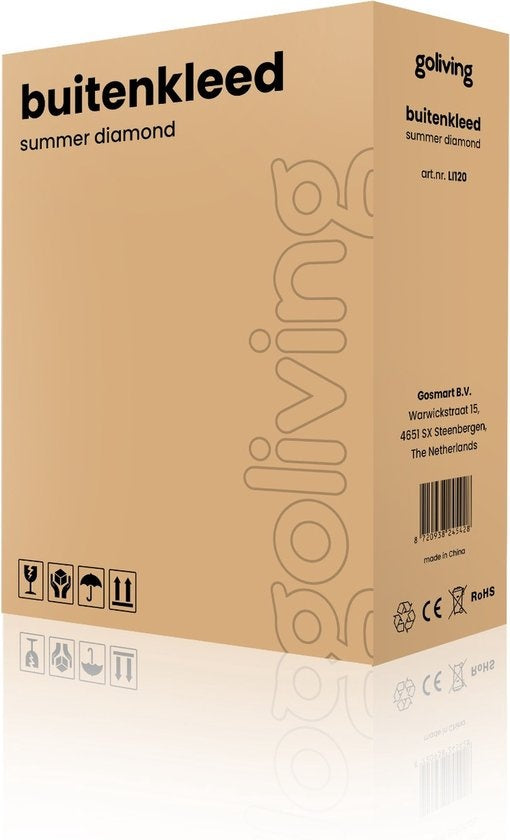 Goliving Outdoor-Teppich Summer Diamond - Gartenteppich - Outdoor-Teppich - Teppich - Gartenteppich - Reversibel - Inkl. Tragetasche - 183 x 290 cm - Grau/Weiß