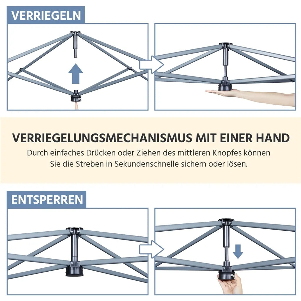 Yaheetech Partyzelt – 3 x 3 m – mit Seitenwand – höhenverstellbar von 171 bis 266 cm – wasserdicht – dunkelgrau