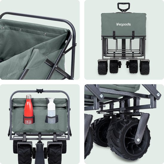 LifeGoods Wagon - faltbar - 80KG Tragfähigkeit - 94L - waschbares Polyester - Grün