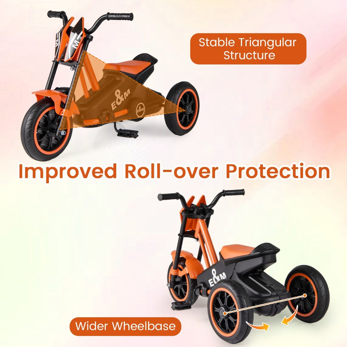 Coast Kinderdreirad – stabiler Dreiecksrahmen – Lenkbegrenzer – orange