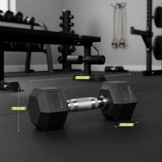VirtuFit Hexa Dumbbell Pro - 8 kg - Sechseckhantel - Langlebig und strapazierfähig - Krafttraining - Gewicht - CrossFit & Fitness - Geeignet für Anfänger und Profis - Pro Stück verkauft