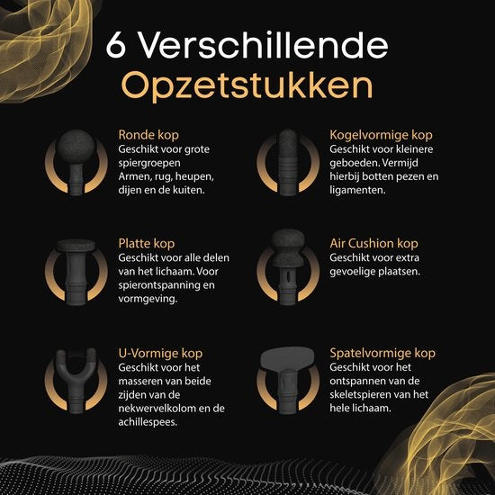 Revolt® Luxus-Massagepistole - extra stark - für die Erholung der Muskeln und bei Verletzungen - hohe Amplitude - 6 verschiedene Geschwindigkeiten - 6 Aufsätze - Luxus-Aufbewahrungskoffer