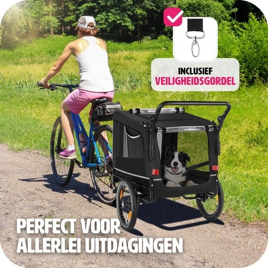 tectake - Dog WoofRider Fahrradanhänger - schwarz - vielseitig, zusammenklappbar, bis zu 40 kg - Hundebuggy Hundekinderwagen - 404946