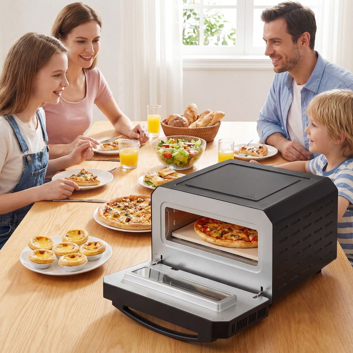 Coast Elektrischer Pizzaofen – Tischmodell mit 6 Voreinstellungen – Für Pizzen bis zu 30 cm – Schwarz