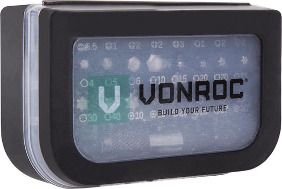VONROC Universal-Bit-Satz - 31-teilig - Inkl. Bithalter, Aufbewahrungsbox & Gürtelclip