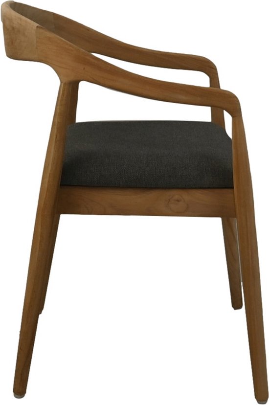 HSM Collection-Esszimmerstuhl Modena + Sitz-55x41x78-Natur/Anthrazit-Teak/Stoff