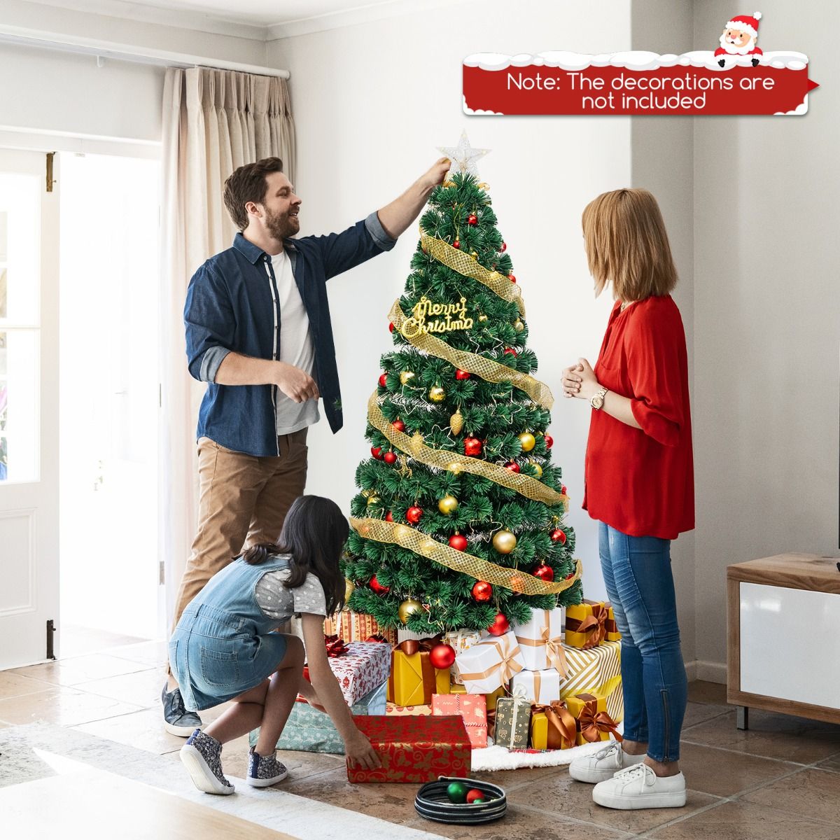 Coast Künstlicher Weihnachtsbaum 180 cm Grün - Beleuchtung aus Fiberglas - 36 warmweiße Lichter - Top Star - Metallständer