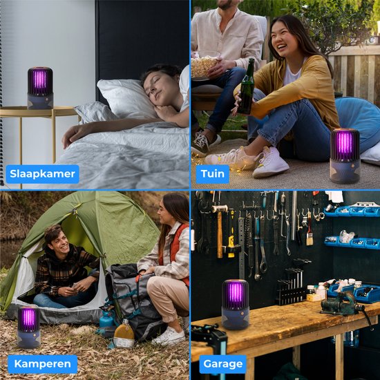 Nuvance - Mückenlampe - Kabellos & Wiederaufladbar - Mückenfalle - UV Led - Mückenlampe für Innen und Außen - Insektenlampe - Inkl. Auffangschale & Reinigungsbürste - Insektenlampen