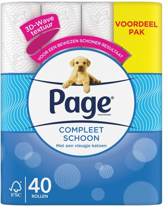 Page – Toilettenpapier – Original „Compleet Schoon“ – Packung mit 40 Rollen – WC-Papier – WC – Papier