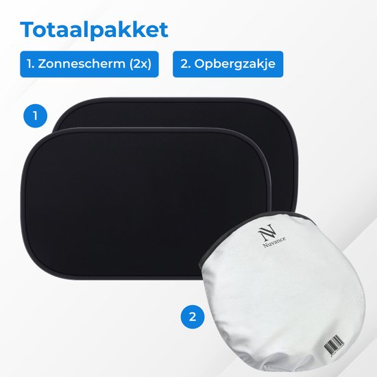 Nuvance - Sonnenschutz Auto Baby - 2 Stück - mit UV-Schutz für Baby und Kind - Sonnenschutz Seitenfenster - Selbstklebend - Einheitsgröße - Schwarz