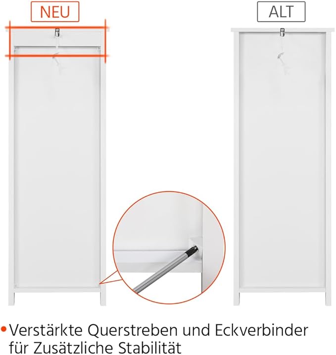 Yaheetech Badezimmerschrank 30 x 30 x 82 cm – Weiß – Standschrank mit 4 Schubladen