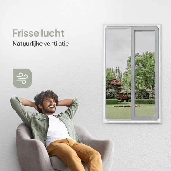 O'DADDY® Moskitonetz - Fenstergitter magnetisch rund - Maschengitter - 100 x 150 cm - Fliegengitter nach Maß - Gitter mit weißem Rand schwarze Maschen